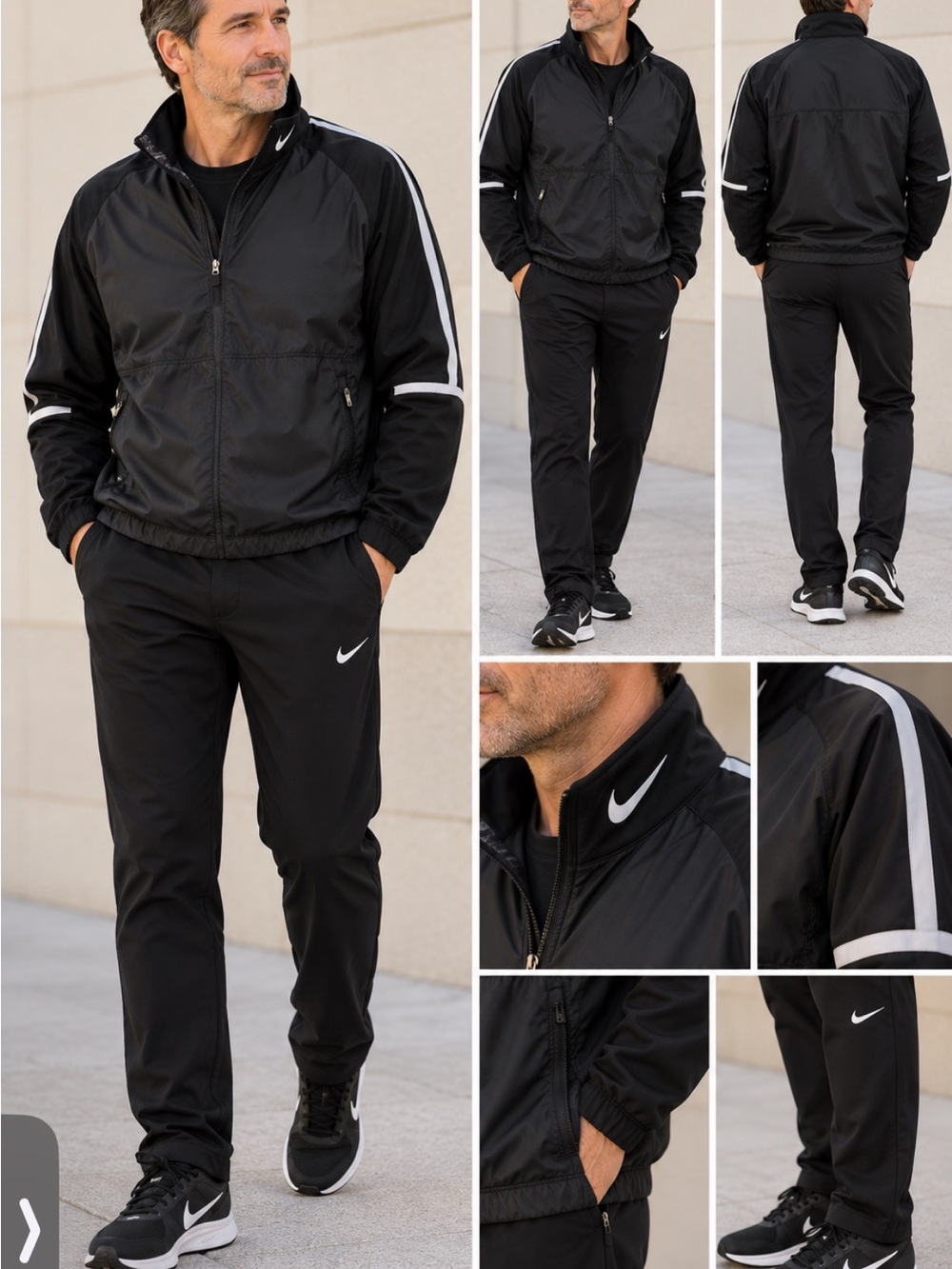 Nike Black Long-Sleeve Track Jacket with White Stripe